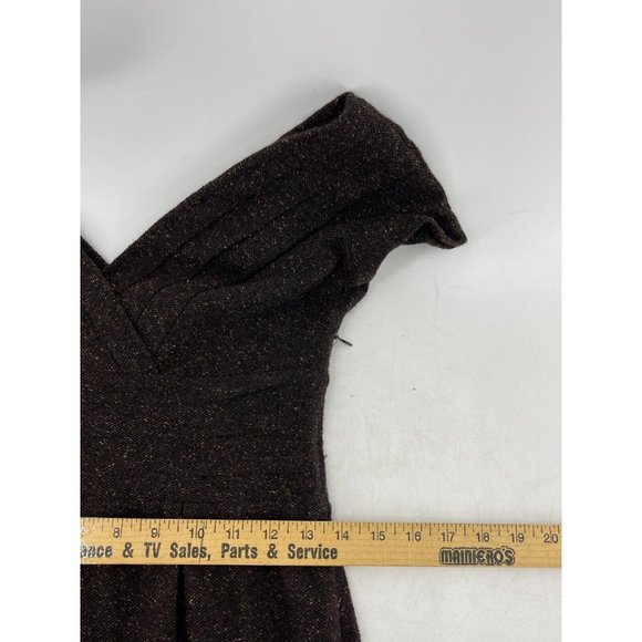 Banana Republic Silk Wool Blend Brown Tweed Sleeveless Pleated Career Dress 4P - Picture 11 of 14